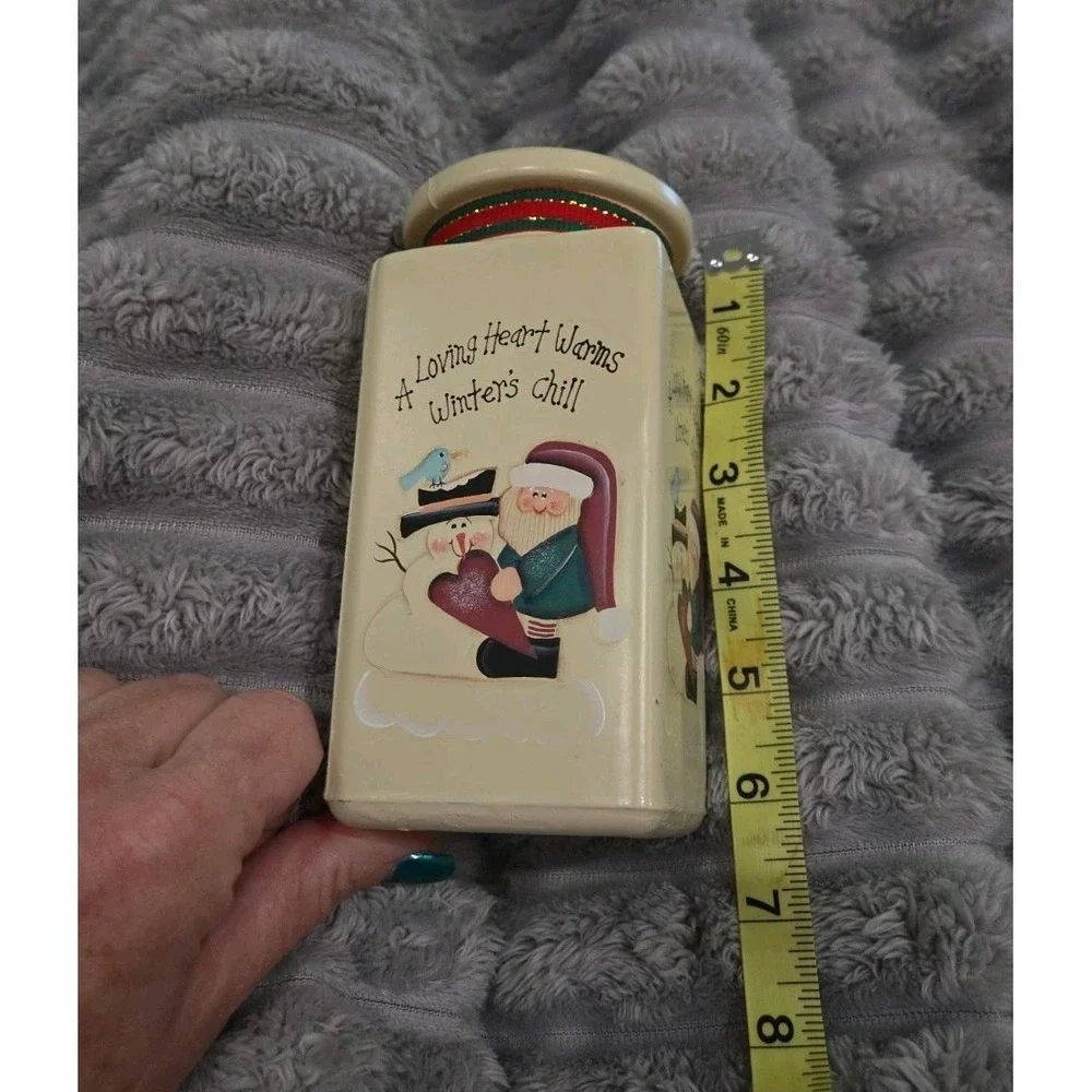 Crazy Mountain Henton Christmas Snowman Santa Ceramic Canister Jar Cream 6.5in